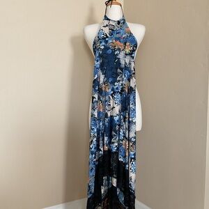 Jennifer Croll Dress Halter Floral Print Size XS